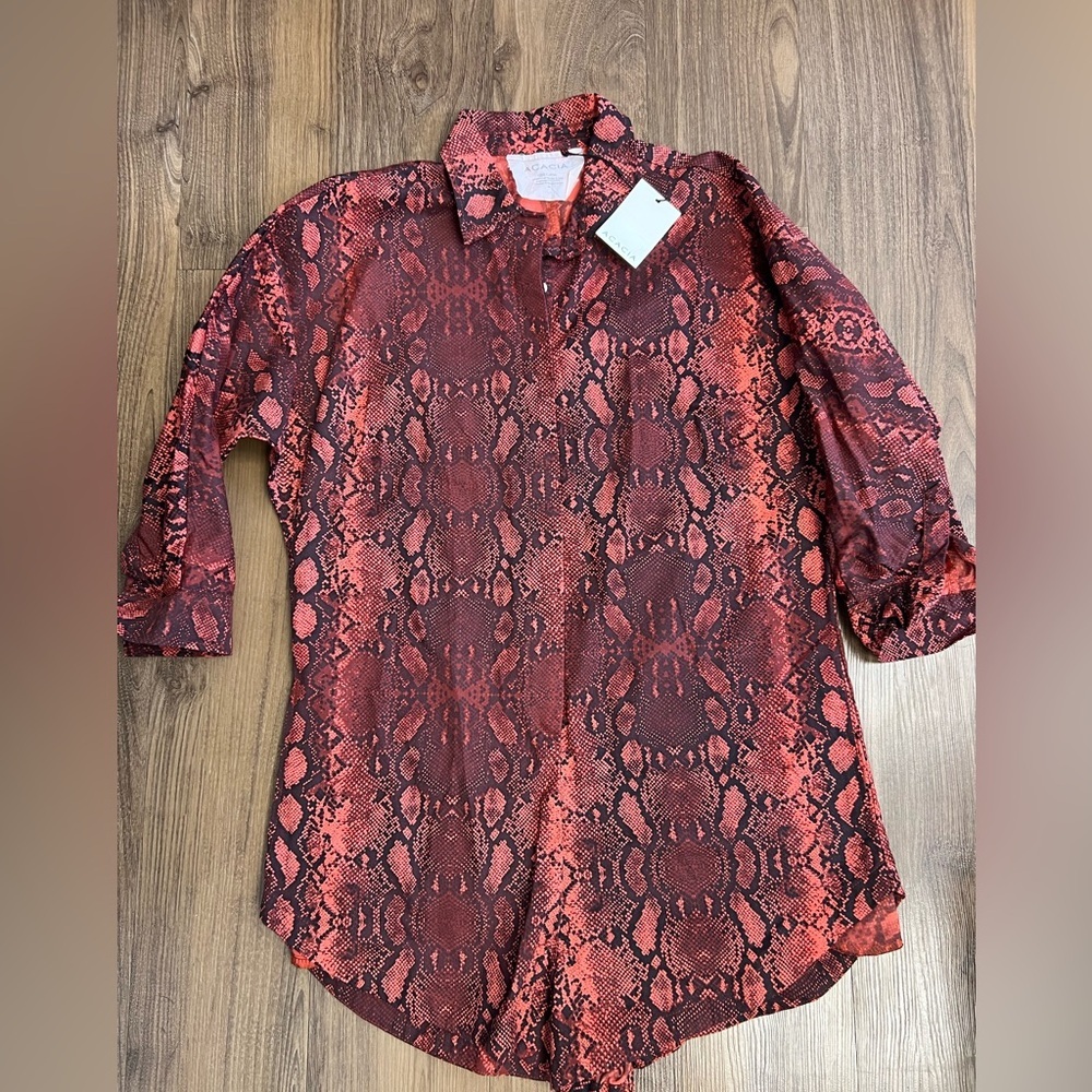 Acacia Swim $180 Romper Kapaa Twill Python Snake Size Beachy Vacay Resort